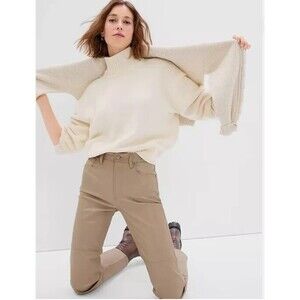 GAP Faux Leather Beige Cheeky Straight High Rise Womens Pants Size 8R  29 x 27